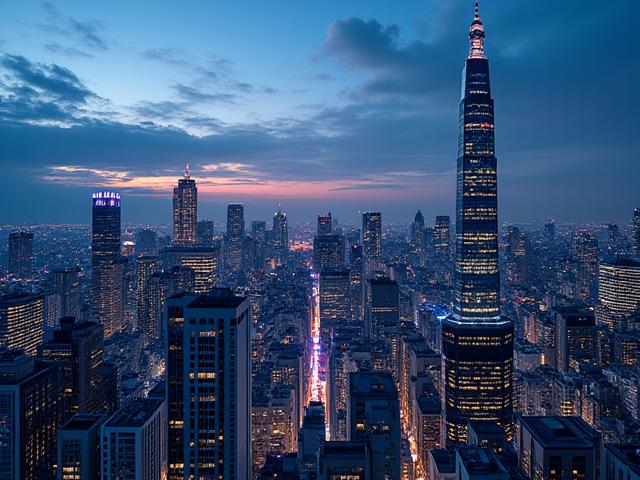 東京のスカイラインと高層ビル群